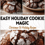 Plate of soft Chocolate Crinkles dusted with sugar, ideal for Christmas baking